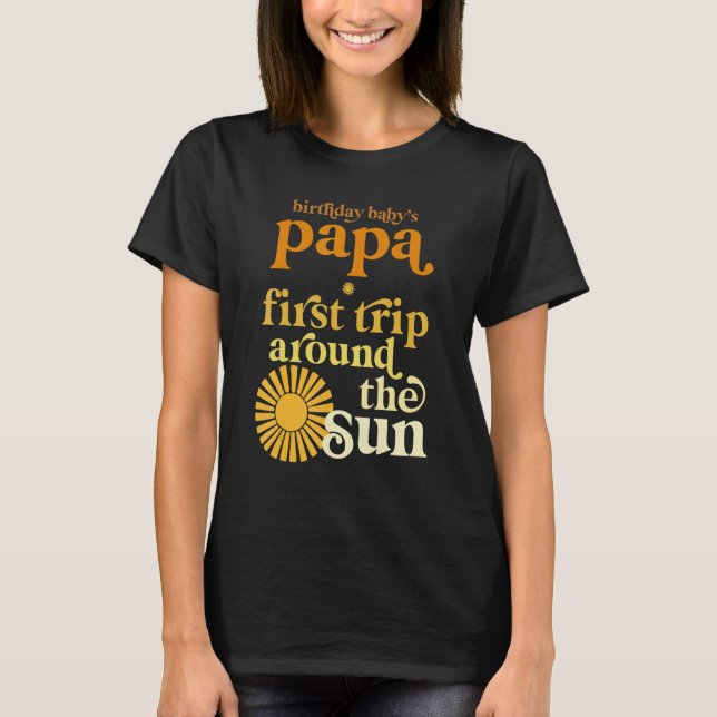 Mens Papa First Trip Around The Sun Birthday Boho  T-Shirt (Front)
