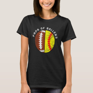 Mens Papa Of Ballers Football Softball Papa T-Shirt