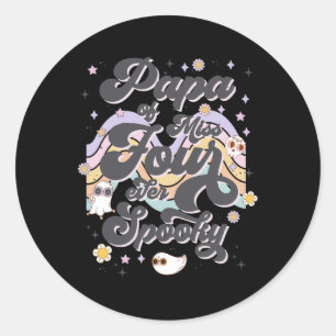 Mens Papa Of Miss Four Ever Spooky 4th Birthday Pa Classic Round Sticker