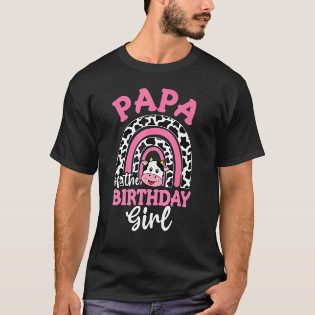 Mens Papa of The Birthday Girl  Farm Cow Men Fathe T-Shirt (Front)