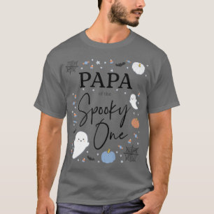 Mens Papa of the Spooky One First Birthday Blue Bo T-Shirt