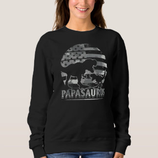 Mens Papa Saurus American Flag Papa Dinosaur Papa Sweatshirt