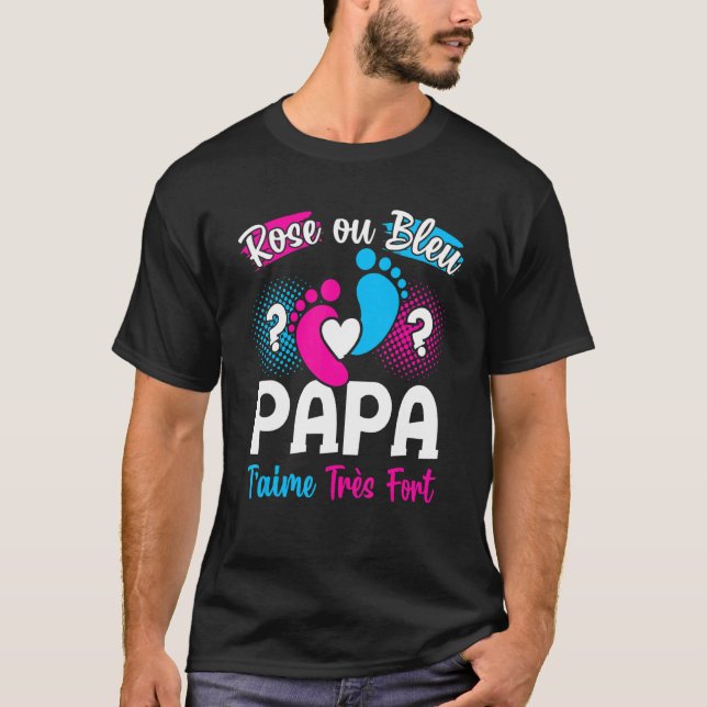 Mens Papa T'aime Très Fort Announcement Future Dad T-Shirt (Front)