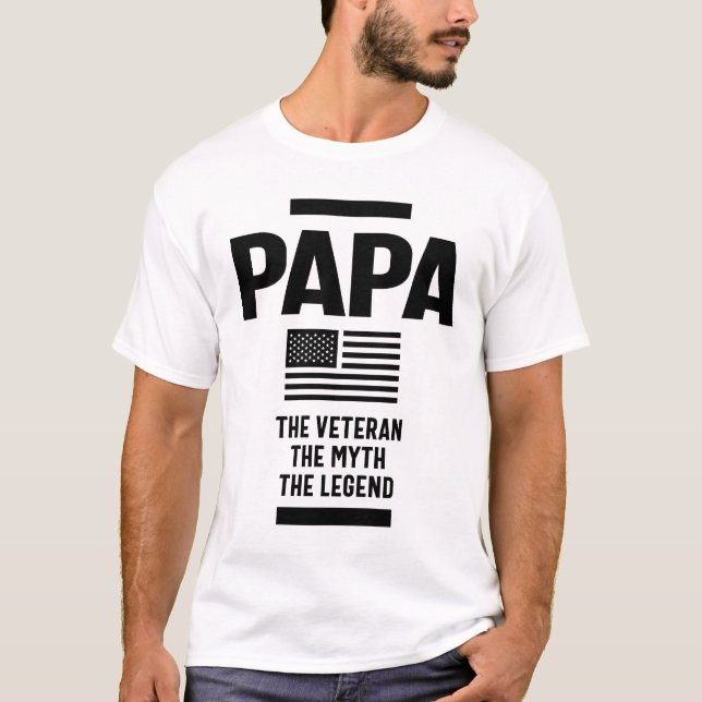 Mens Papa The Veteran The Myth The Legend T-Shirt (Front)