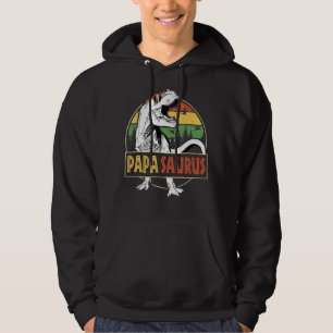 Mens Papasaurus Rex Dinosaur Papa Saurus Fathers Hoodie