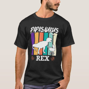 Mens Papasaurus Rex Father Daddy Daddy To Be Baby  T-Shirt