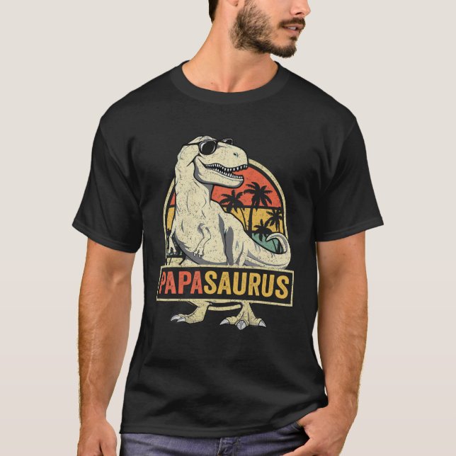 Mens Papasaurus Rex Father Dinosaur Family Dino Pa T-Shirt (Front)