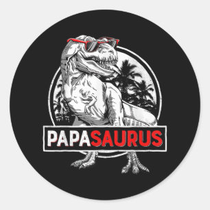 Mens Papasaurus T Rex Dinosaur Funny Father's Day Classic Round Sticker