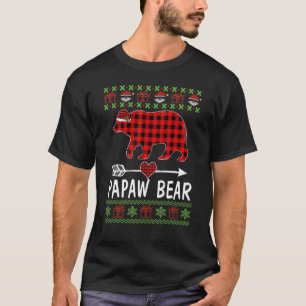 Mens Papaw Bear Santa Red Plaid Family Pyjamas For T-Shirt
