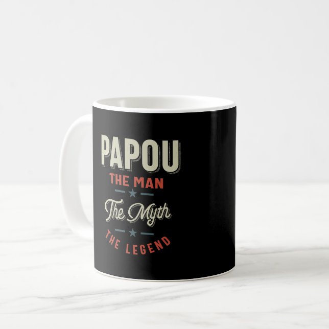Mens Papou Shirt Gift: The Man The Myth The Legend Coffee Mug (Front Left)