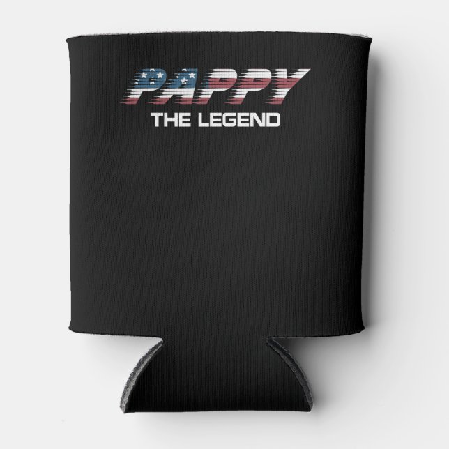 Men's Pappy The Legend America Flag Can Cooler (Front)