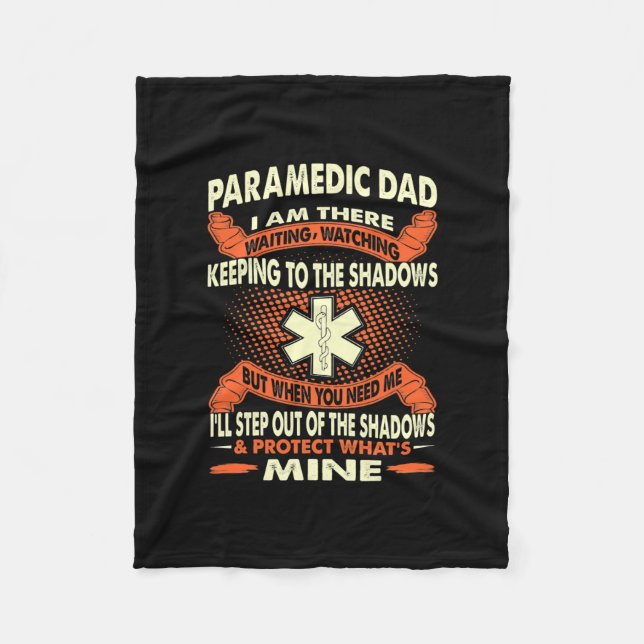Mens Paramedic Dad Waiting Protect Father's Day Fleece Blanket (Front)