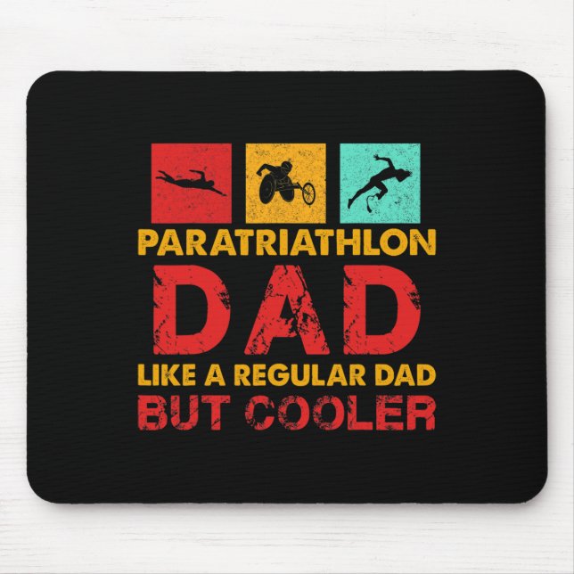 Mens Paratriathlon father athlete with disabilitie Mouse Mat (Front)