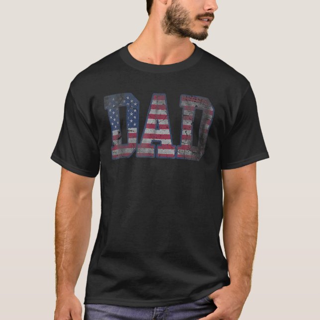 Mens Patriotic American Dad Father's Day Flag 4th  T-Shirt (Front)