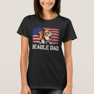 Mens Patriotic Beagle Dad American Flag 4th Of Jul T-Shirt