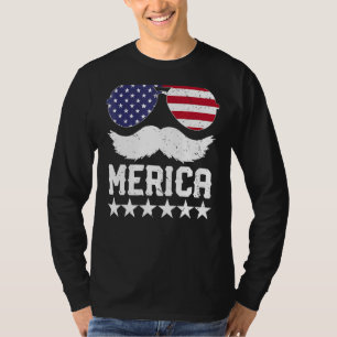 Mens Patriotic Beard Men Merica 4th Of July Americ T-Shirt