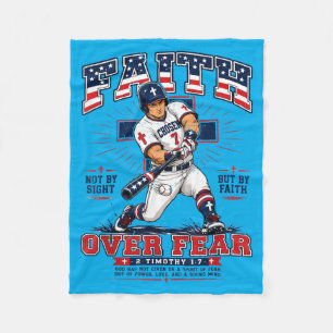 Mens Patriotic Christian Baseball 4th July Faith Fleece Blanket