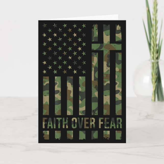 Men's Patriotic Christian Faith Over Fear American Card (Front)