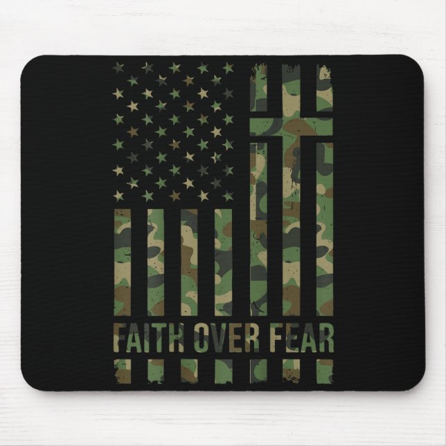 Men's Patriotic Christian Faith Over Fear American Mouse Mat (Front)