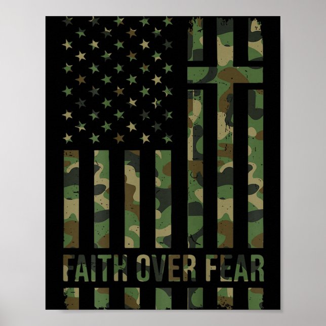 Men's Patriotic Christian Faith Over Fear American Poster (Front)