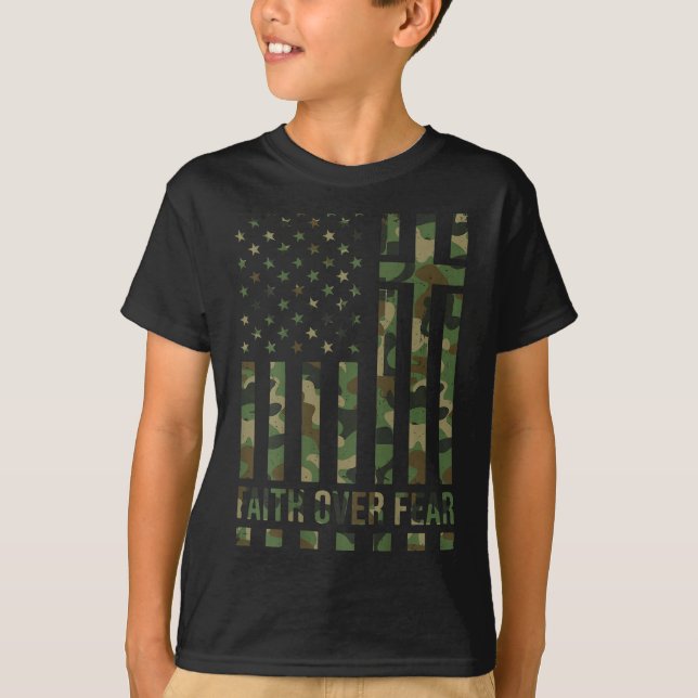 Men's Patriotic Christian Faith Over Fear American T-Shirt (Front)
