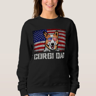 Mens Patriotic Corgi Dad American Flag 4th Of July Sweatshirt