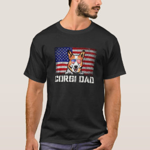 Mens Patriotic Corgi Dad American Flag 4th Of July T-Shirt