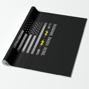Mens Patriotic Electrician Dad American Flag Fars Wrapping Paper