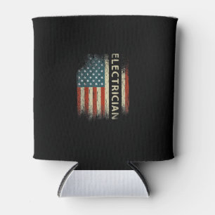 Mens Patriotic Electrician Gifts American Usa Flag Can Cooler