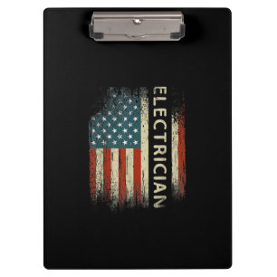 Mens Patriotic Electrician Gifts American Usa Flag Clipboard