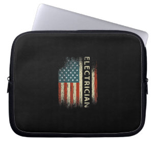 Mens Patriotic Electrician Gifts American Usa Flag Laptop Sleeve