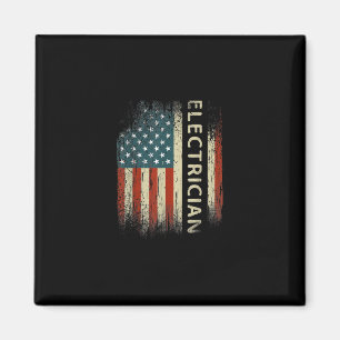 Mens Patriotic Electrician Gifts American Usa Flag Magnet