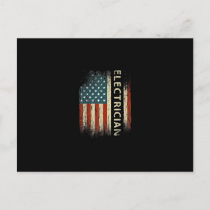 Mens Patriotic Electrician Gifts American Usa Flag Postcard