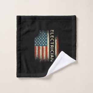 Mens Patriotic Electrician Gifts American Usa Flag Wash Cloth