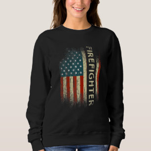 Mens Patriotic Firefighter American Usa Flag Sweatshirt