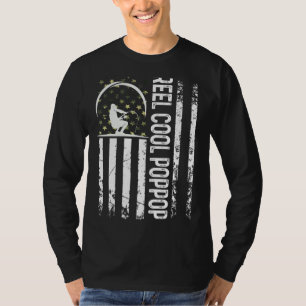 Mens Patriotic Flag Reel Cool Poppop For Daddy Hus T-Shirt