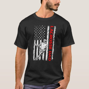 Mens Patriotic Lacrosse Dad American Flag Men Fath T-Shirt
