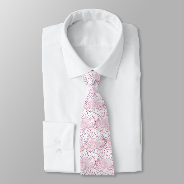 Men's Patriotic Tie-Fireworks Tie (Tied)