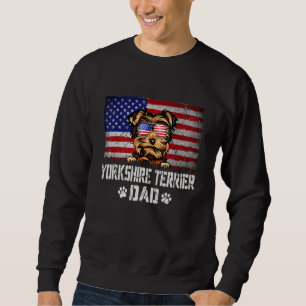 Mens Patriotic Yorkshire Terrier Dad American Flag Sweatshirt