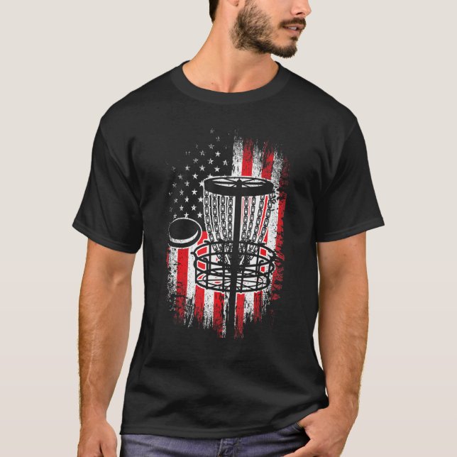 Mens Patriots Disc Golf American Flag USA Frisbee  T-Shirt (Front)