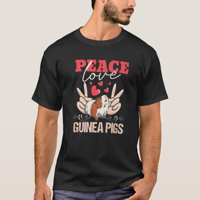 Mens Peace Love Guinea Pig  Guinea Pig T-Shirt (Front)
