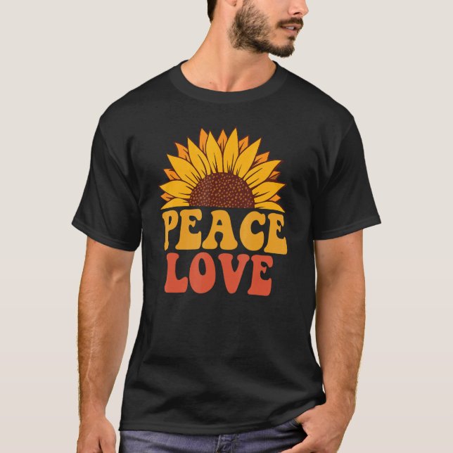 Mens Peace Sign Love 60s 70s Tie Dye Hippie Hallow T-Shirt (Front)