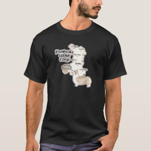 Mens Pembroke Welsh Corgi With Map Of Wales T-Shirt
