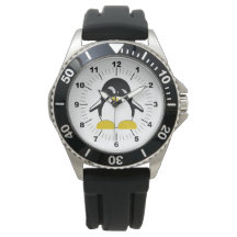 Men's Penguin Black Rubber Strap Watch