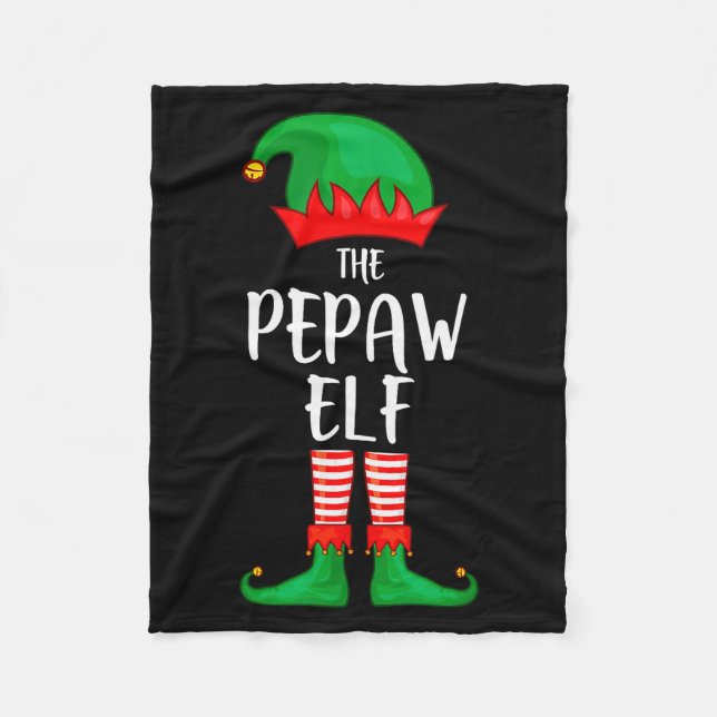 Mens Pepaw Elf Christmas Party Matching Family Gro Fleece Blanket (Front)