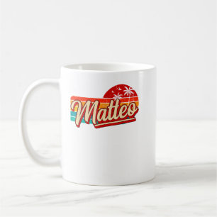 Mens Personal Name Matteo Retro Vintage First Name Coffee Mug