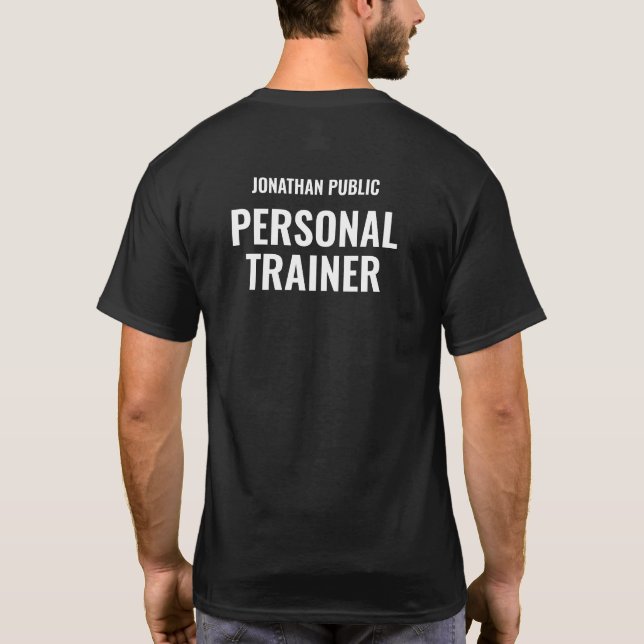 Mens Personal Trainer Modern Big Font Name Text T-Shirt (Back)