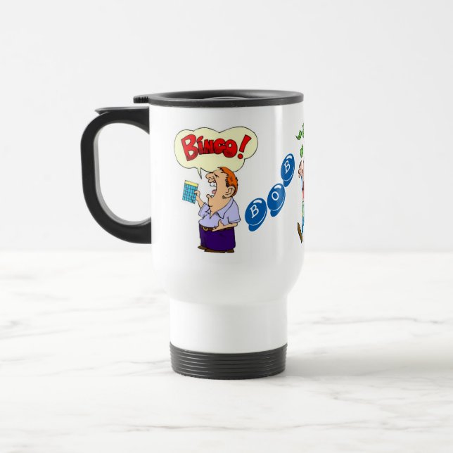Men's Personalised Bingo Travel Coffee Mug (Left)