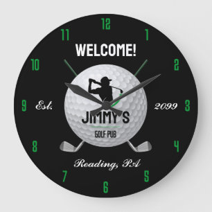 Men's Personalised Classic Golf Bar Large Clock