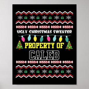 Mens Personalised First Name Caleb Ugly Christmas Poster